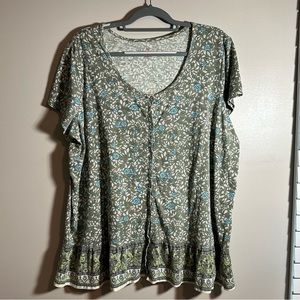 Women within top short sleeves 1X